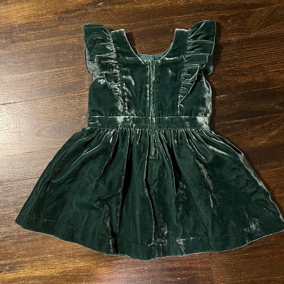 NWT Crewcuts Green Velvet Ruffle Dress - Picture 2 of 3